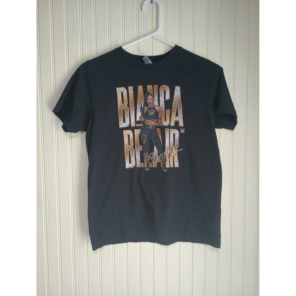 WWE Bianca Belair Shirt Kids Large 10/12 Black Gold Graphic Tee EST Wrestling